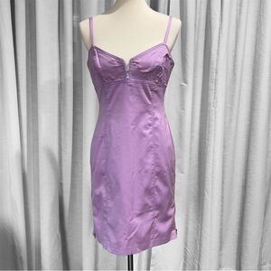 Milly of NY Lavender Bustier Top Spaghetti Strap Mini Dress Side Zippers Detail